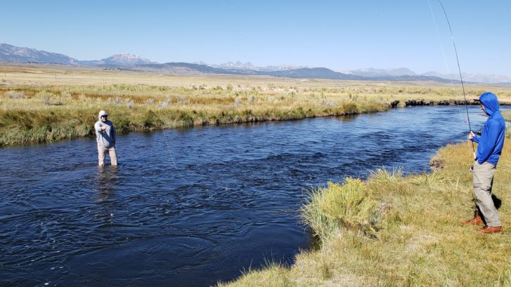 Two Anglers on the Upper Owens River near Mammoth Lakes CA